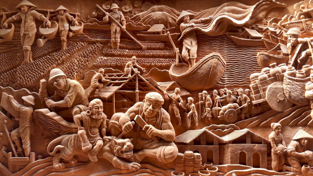 Intricate ceramic carvings